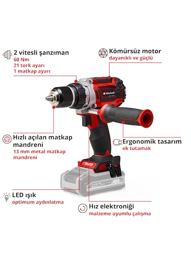 Einhell TP-CD 18/60 Li BL - Solo Akülü Vidalama - 4514210