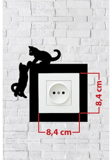 Kedi Priz Çerçevesi İç Ölçü 8,4x8,4 Cm Dekoratif Priz Kenarlık Süsü - Anahtar Çerçevesi
