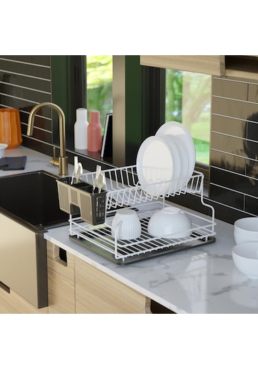 Teknotel Kb005 İki Katlı Tabaklık Bulaşıklık Beyaz