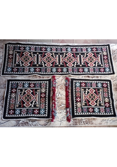 Parlak Dokuma Oto Koltuk Kilim Siyah