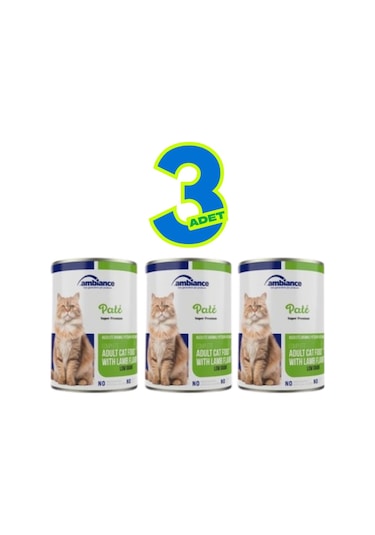 Ambiance 3 Adet Yetişkin Kediler Için Kuzu Etli Yaş Mama 400 Gr