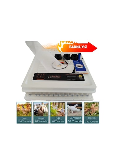 5 Otomatik Programlı 130 Tavuk Yumurta Kapasiteli Tam Otomatik Kuluçka Makinesi