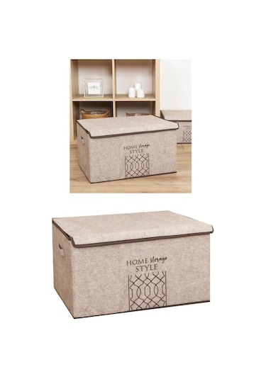 Keçe Kapaklı Mega Plus Baza Hurcu, Çok Amaçlı Düzenleyici Organizer Kutu Mega Boy 57x41x31cm Kahve Kahverengi