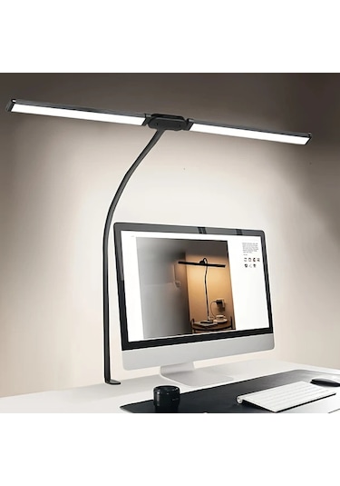 Honeybeeshop 2 Başlıklı Siyah Led Masa Lambası 3 Mod 10 Parlaklık Seviyesi Ayarlanabilir Açı Usb Adaptör Okuma Öğrenme Piyano Monitör Ofis