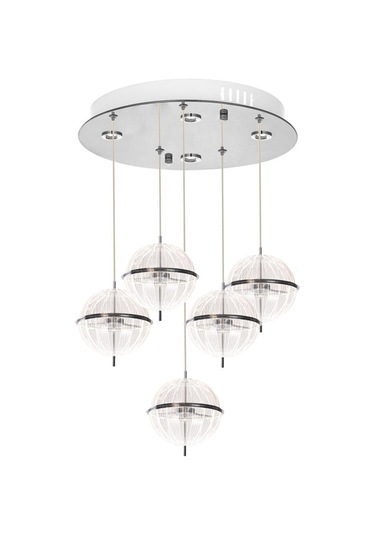 Eray Aydınlatma 8265-4+1 5li Krom Sarkıt Led Avize Krom