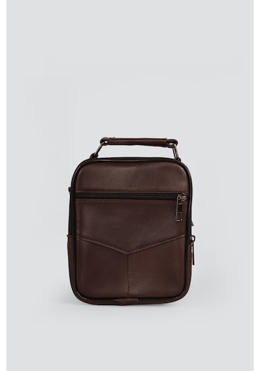 Westbag Erkek Çelik Kasalı Hakiki Deri El Ve Omuz Çantası Ayarlanabilir Askılı Küçük Boy Kahverengi