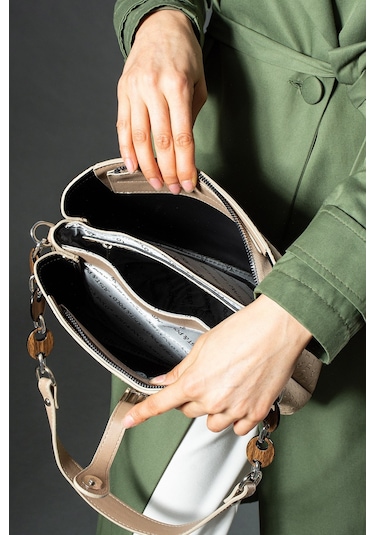 Jps-just Polo Kadın Omuz Çantası Ahşap Zincir Detaylı 4014-jp Kum