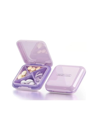 Likeable Su Geçirmez Taşınabilir Günlük Küçük Hap Kutusu Çantalar Için Cep Vitaminler, Balık Yağları, Takviyeler, Ilaçlar Için Kompakt Seyahat Ilaç Tutucu-mor