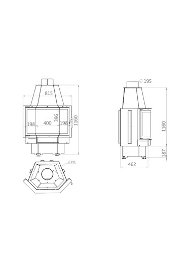 Echa Tech Prizma Orta Çelik Şömine Haznesi