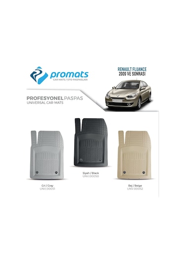 Renault Fluence 2009 Sonrası Oto Paspas Profesyonel 4d Bej