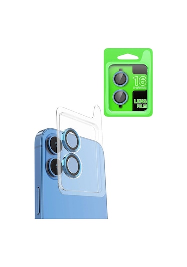 Mey İthalat Apple, Uyumlu iPhone 16 Plus Raze Metal Kamera Lens - Lacivert