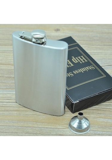 Ganzhoushop Vahşi Tipi Taşınabilir Spor Seyahat Paslanmaz Çelik Matara Hava Geçirmez Kapaklı Ev El Cep 225ml Xe Gümüş