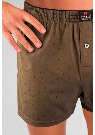Erdem Haki Baskılı Desenli Penye Boxer 1400ykcp Haki