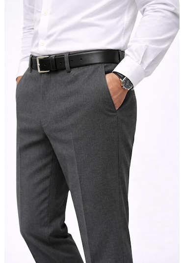 Classics Men Caserta Regular Fit Likralı Erkek Kumaş Pantolon - 7558 Füme