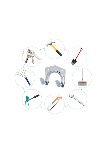 12 Adet Kulübe Kancası Alet Tutucu, Garaj Kancası Metal Alet Tutucu, Çift Kanca Duvar Depolama, Bahçe Garaj Depo Aleti İçin Ağır Hizmet Kancası Çok Renkli