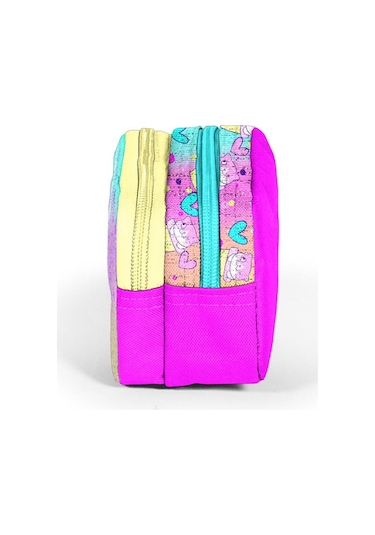 Coral High Kids Renkli Dondurmalı Kedi Desenli İki Bölmeli Kalem Çantası 12081