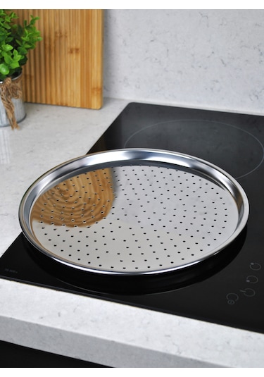 29 Cm Paslanmaz Çelik Pizza Tepsisi Sarma Dolma Altlığı Delikli L Gümüş