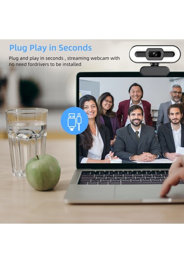 Gajeena 500w Piksel Full Hd Cmos Sensorli Webcam, 3 Renk Led Dokunmatik Işık, Otomatik Odaklama Ve Güzellik Modu - Win/mac Uyumlu