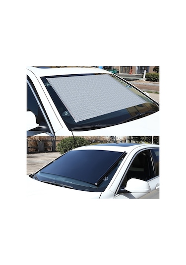 Sones 2 Adet Vantuzlu Araba Gölge Perdesi Pencere Teleskopik Stor Perde, Boyut: 40x125cm Siyah Mesh
