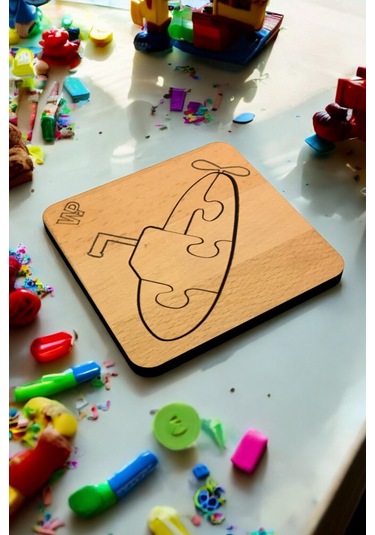 Plywood Ahşap Boyanabilir Çocuklar Puzzle Boya Setli Denizaltı