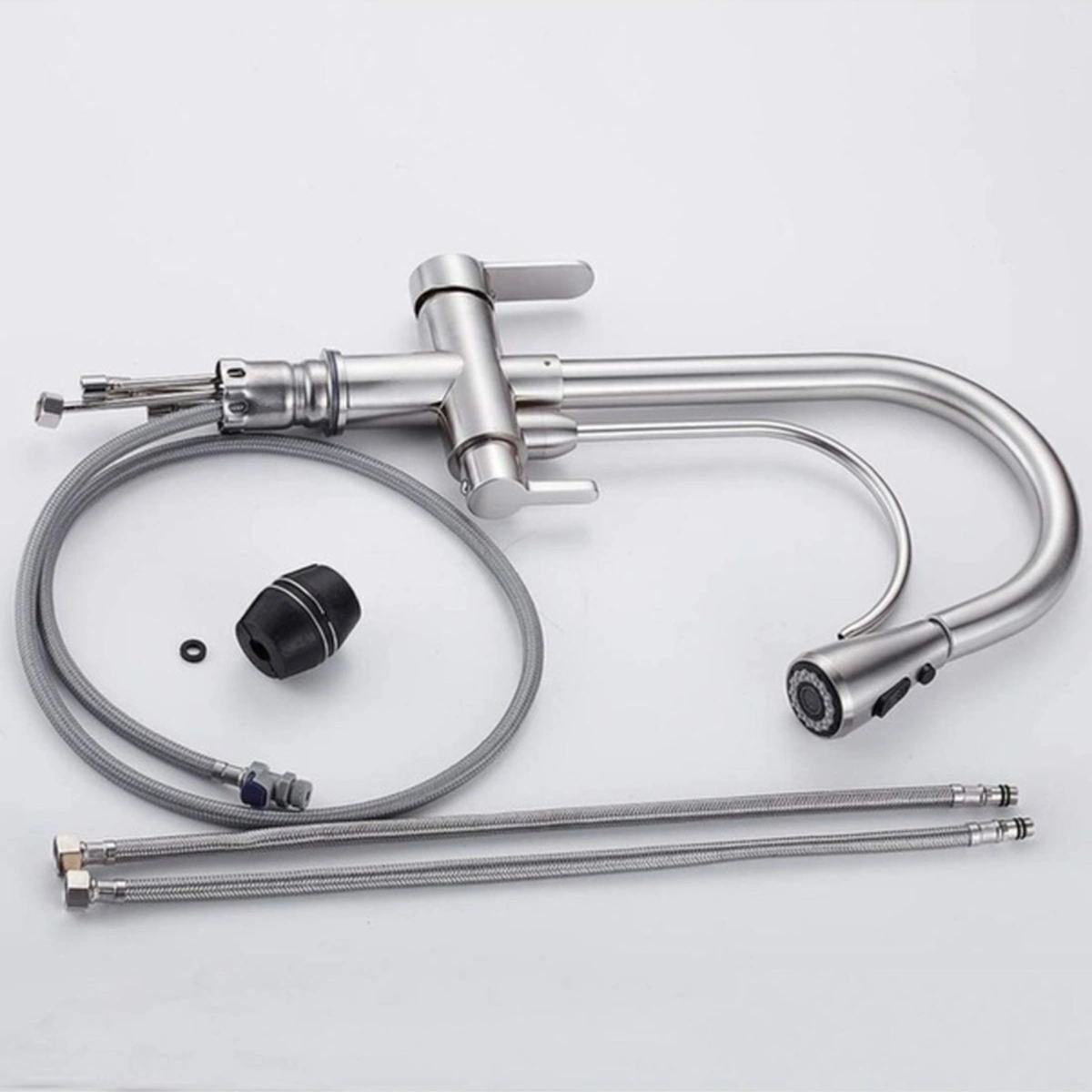 Boheme Krom Uzayan Spiralli Arıtmalı Mutfak Bataryası Krom