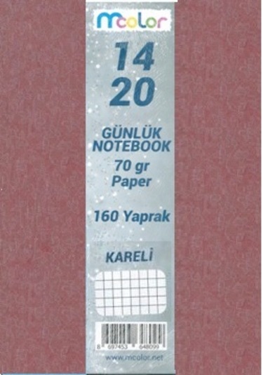 Mcolor Kareli 14x20 Cilt Bezli Ciltli 160 Yp Bordo