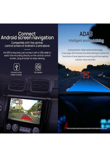 Trendooze Springsun Usb Araba Dvr Kamera Video Kaydedici, Döngü Kaydı Adas Sürüş Yardım Video Kaydedici, Gece Görüşlü Full Hd Gösterge Or