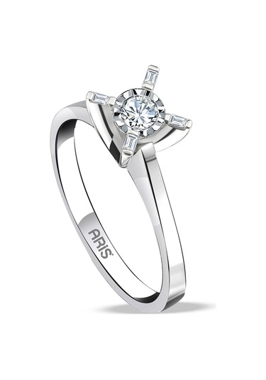 Ariş 0.06 Karat Pırlantalı Baget Tektaş Yüzük