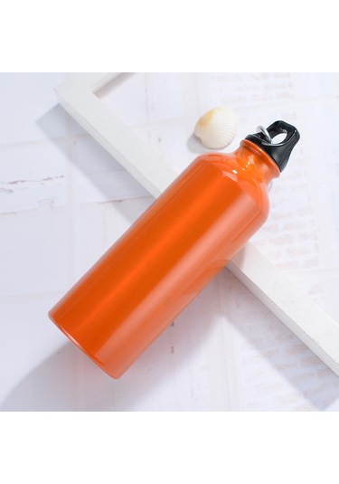Alüminyum Yuvarlak Kantin Su Şişesi - Seyahat Sporları İçin Spor Su Şişesi Kamp Yürüyüşü Kanca Taşınabilir Bpa Ücretsiz 25 Oz, Turuncu Turuncu