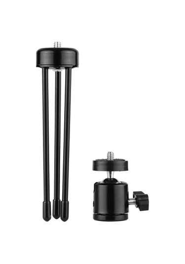 Masa Topu Başlı Tripod Seti 360 Derece Dönebilen U Şeklindeki Yuva Evrensel 1/4 Vida İle Siyah