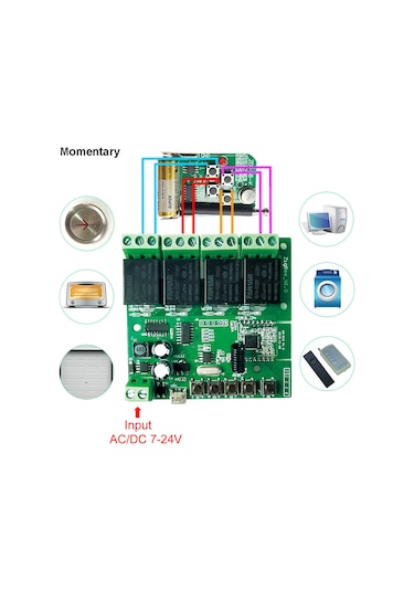 Teltree 4 Yollu Zigbee Akıllı Anahtar Modülü - Tuya/ewelink Uyumlu, Akıllı Telefon Kontrolü, Zamanlama Ve Ses Komutu Desteği Dc5v/7-24v 1-gang