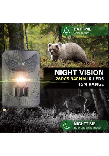 Tongxida 20mp Hd Yaban Hayatı İzleme Kamerası Ip54 Su Geçirmez Kızılötesi Gece Görüşlü Güvenlik Sistemi Kamuflaj Çok Renkli