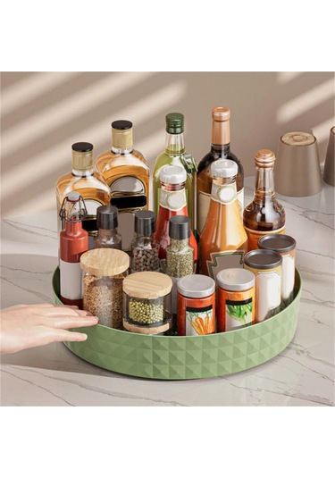 Honmex 22.5 Cm Kare Döner Tepsisi - Çeşitli Kullanimlı Baharat/ Kozmetik/ Ofis Malzemeleri Düzenleyici Organizer Yeşil