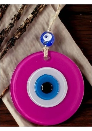 Pembe Nazar Boncuklu Duvar Süsü 10 Cm Cam Duvar Dekoru