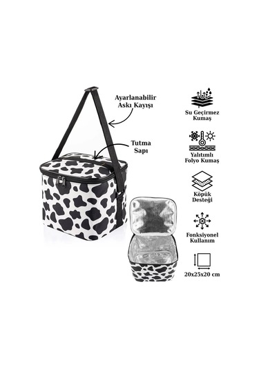 Ns Reliable Kamp Piknik Termal Soğutucu Yalıtımlı Buzluk Termos Çanta - 920 Dalmaçya Desenli Çok Renkli