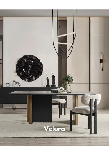 Alaca Yemek Odası Takımı Yemek Masası + 4 Adet Sandalye Siyah