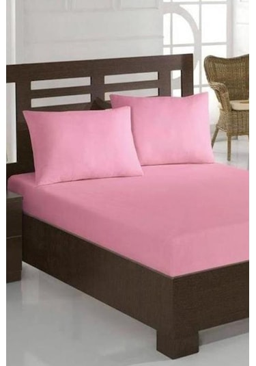 Penye Çift Kişilik 180x200 Cm Lastikli Çarşaf Pembe Pembe