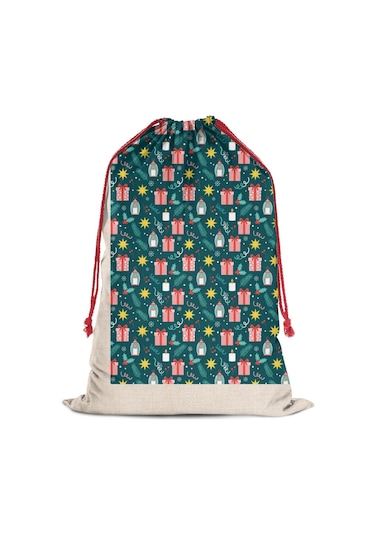 Büyük Noel Baba Hediye Çantası, Pamuklu Kordonlu, Yeniden Kullanılabilir Noel Hediye Feneri