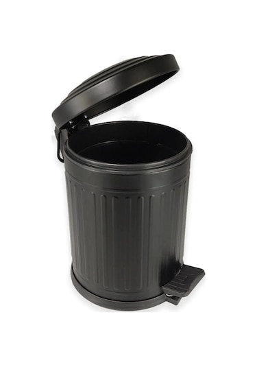 Retro 12 Litre Siyah Paslanmaz Çöp Kovası Siyah