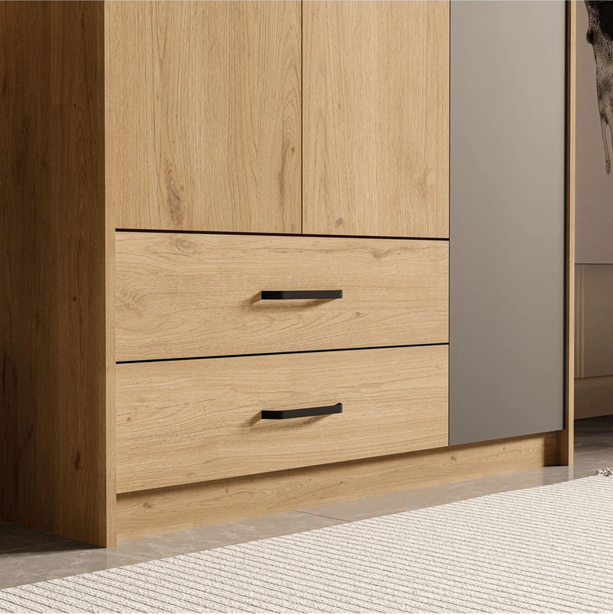 3508 GRANDE MODERN 3 KAPILI GARDROP SEPET-ANTRASİT