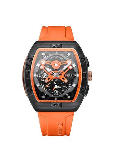 Curren 8443 Quartz Kol Saati-orjinal Kutusunda Turuncu Siyah