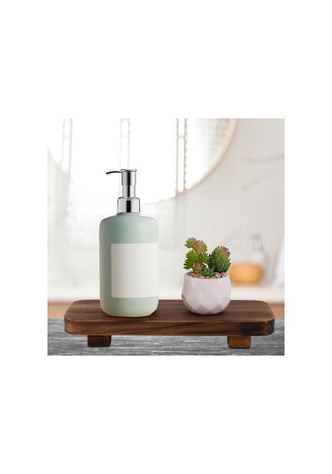 Suntek Ahşap Ayaklı Stand Tezgah Sabunluk Standı Rustik Tepsi Kahverengi