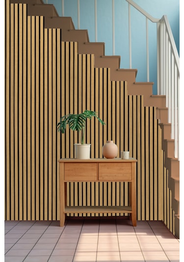 Mdf Ahşap Akustik Duvar Paneli 60x275 Cm - Yeni Meşe 60x275