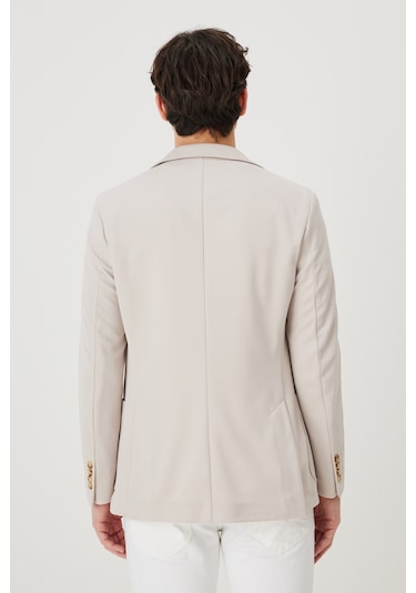AC&Co / Altınyıldız Classics Erkek Bej Slim Fit Dar Kesim Mono Yaka Casual Ceket