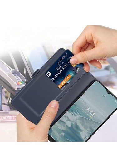 Joyhub Nokia G20 Için Pu Deri Kart Tutucu Yuvası Telefon Kılıfı Çift Manyetik Toka Standı Kapak Çevirin - Mavi Mavi Yok Havalandırma D5w3s1