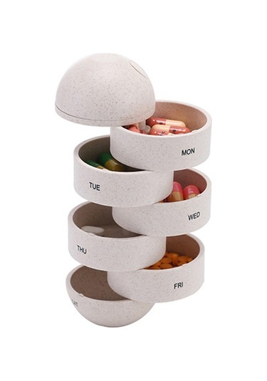 Agoodshop Haftalık Hap Organizer Kutusu - Modern Gri/yeşil Ahşap