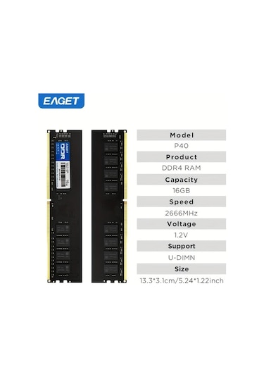 Dashanshop Eaget 8gb 2666mhz Ddr4 Ram Masaüstü Bilgisayar Bellek Yükseltme