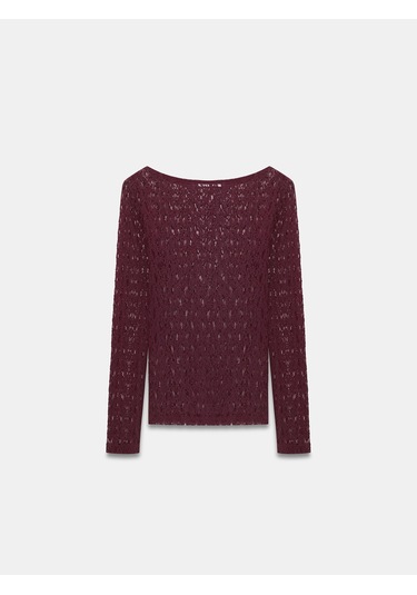 Dilvin 32763 Kayık Yaka Dantel Top-bordo