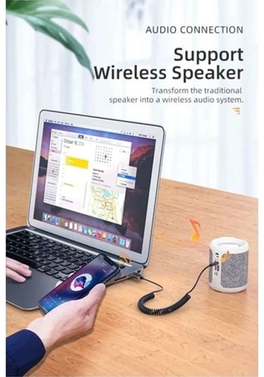 Usb Wireless Bluetooth Araç Kiti Hifi Stereo Ses Alıcısı Aux 3.5m