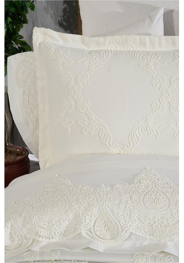 Çeyiz Diyarı Sahra 10 Parça Battaniyeli Çeyiz Seti Krem Krem